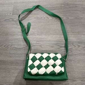 MANGO MNG Bicolor Quilted Bag Green/White Crossbody Bag